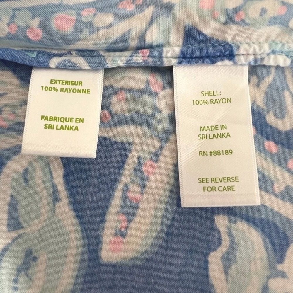 Lilly Pulitzer Elsa Top Shell Me Something New Blue Pink Coastal Blouse Medium - Picture 5 of 5